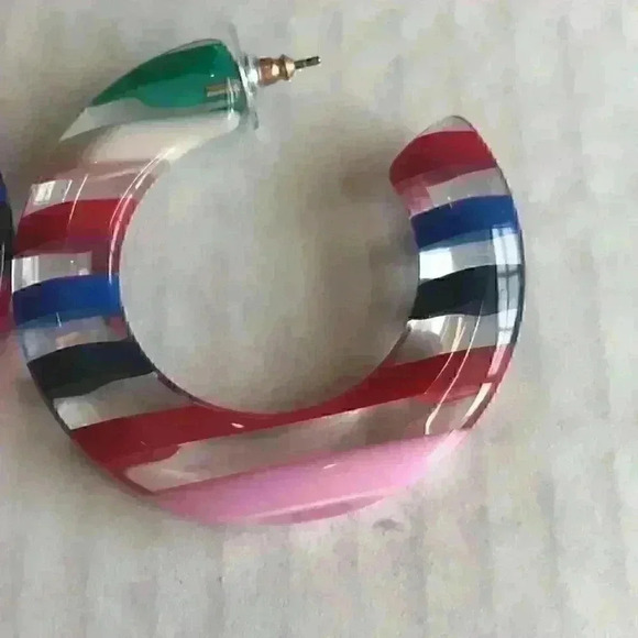 J Crew new large Tortoise Hoops in Multicolored - Picture 6 of 8